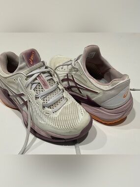 🌱🌱🌱 ASICS Girl’s White Lavender Court FF FlyteFoam Tennis Shoes, 7